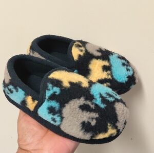 Cozy Dinosaur Kids Slippers - Black, Yellow, Blue Size 9/10